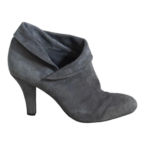 Enzo Angiolini Suede Slouchy Foldover Ankle Booties Gray Heeled Boots Size 10 - Picture 6 of 9
